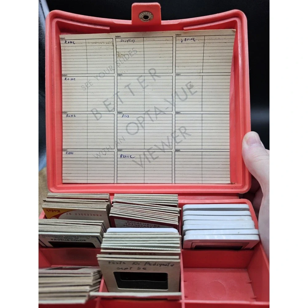 Opta-Vue Slide File 300  Carry Case With Personal Collection Slides Of‎ Italy